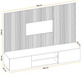 TV-Lowboard Set iLike in hellem Grau und Artisan Eiche 160 cm, Flat-TV Unterschrank mit Akustikpaneel