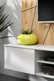 Wohnwand iLike in hellem Grau und Eiche Artisan Breite 200 cm, mit Beleuchtung, Push-To-Open und Soft-Close