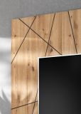 Wohnwand iLike in hellem Grau und Eiche Artisan Breite 200 cm, mit Beleuchtung, Push-To-Open und Soft-Close