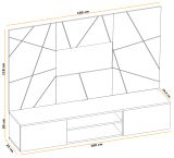 TV-Lowboard Set iLike in hellem Grau und Artisan Eiche 160 cm, Flat-TV Unterschrank mit Wandpaneel