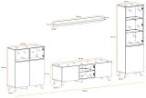 Wohnwand Heritage in Wotan Eiche und schwarz Schrankwand inklusive Kamin und LED Beleuchtung, 330 cm