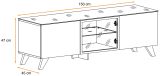 TV-Lowboard Heritage in Wotan Eiche und schwarz TV-M�bel mit Ethanol Kamin, 150 x 47 cm