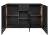 Sideboard Kampen in Grau Anthrazit mit Artisan Eiche, 3-t�rig 126 x 85 cm