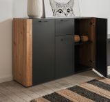 Sideboard Kampen in Grau Anthrazit mit Artisan Eiche, 3-t�rig 126 x 85 cm