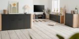 Sideboard Kampen in Grau Anthrazit mit Artisan Eiche, 3-t�rig 126 x 85 cm