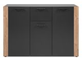 Sideboard Kampen in Grau Anthrazit mit Artisan Eiche, 3-t�rig 126 x 85 cm