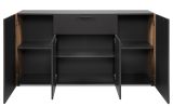Sideboard Kampen in dunklem Grau / Anthrazit mit Artisan Eiche, 4-t�rig 162 x 85 cm