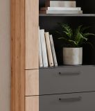 Highboard Kampen in dunklem Grau mit Artisan Eiche, 100 x 155 cm