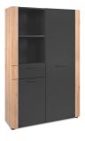 Highboard Kampen in dunklem Grau mit Artisan Eiche, 100 x 155 cm