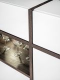 Wohnwand Lovely in wei� Hochglanz und Ulme Schrankwand mit Ethanol Kamin, inkl. Beleuchtung