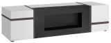 TV-Lowboard Lovely in wei� Hochglanz und Ulme TV Unterteil mit Ethanol Kamin 150 cm