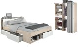 Parisot Kinder und Jugend Schlafzimmer Set Most Akazie und wei� mit Stauraumbett (160 x 200) und Kleiderschrank