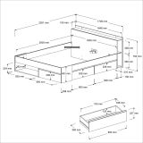 Parisot Kinder und Jugend Schlafzimmer Set Most Akazie und wei� mit Stauraumbett (160 x 200) und Kleiderschrank
