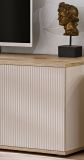TV-Lowboard Cathlyn in Eiche und Kaschmir, Flat-TV Unterschrank mit Ethanol Kamin, 160 cm