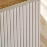 TV-Lowboard Cathlyn in Eiche und Kaschmir, Flat-TV Unterschrank mit Ethanol Kamin, 160 cm