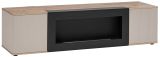 TV-Lowboard Cathlyn in Eiche und Kaschmir, Flat-TV Unterschrank mit Ethanol Kamin, 160 cm