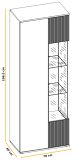 Vitrine Cathlyn in Eiche und Kaschmir, Vitrinenschrank 70 x 197 cm inklusive LED