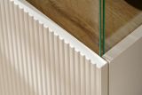 Highboard Cathlyn in Eiche und Kaschmir, Vitrine 90 x 120 cm inklusive LED