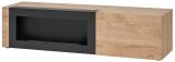 TV-Lowboard Heron in Ribbeck Eiche und schwarz TV Unterteil mit Ethanol Kamin 160 x 42 cm