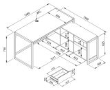 Schreibtisch Malta in Wei� mit Artisan Eiche, Set mit Schrankelement 139 x 139 cm