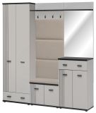 Garderobe Set Vektor in Kaschmir und schwarz Garderobenkombination 5-teilig mit Streifenmuster 180 x 203 cm