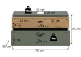Waschbeckenunterschrank Matteo in Gr�n und Evoke Eiche 75 cm