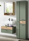 Badezimmer Hochschrank Matteo in Gr�n mit Evoke Eiche 51 x 191 cm