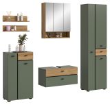 Badm�bel Set Matteo in Gr�n mit Evoke Eiche, Badkombination 6-teilig 207 x 191 cm