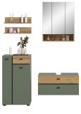 Badm�bel Set Matteo in Gr�n mit Evoke Eiche, Badkombination 5-teilig 141 x 191 cm