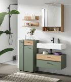 Badm�bel Set Matteo in Gr�n mit Evoke Eiche, Badkombination 5-teilig 141 x 191 cm