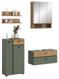 Badm�bel Set Matteo in Gr�n mit Evoke Eiche, Badkombination 5-teilig 141 x 191 cm