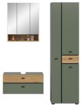 Badm�bel Set Matteo in Gr�n mit Evoke Eiche, Badkombination 3-teilig 141 x 191 cm