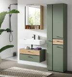 Badm�bel Set Matteo in Gr�n mit Evoke Eiche, Badkombination 3-teilig 141 x 191 cm