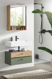 Badm�bel Set Matteo in gr�n und Evoke Eiche Badkombination 75 x 191 cm