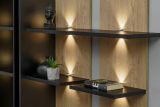 Wohnwand Secret in Schwarz mit Vicking Eiche 300 cm, 6-teilig inkl. LED und Push-to-Open-Funktion