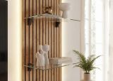 Wohnwand Clay in Grau Lehm und Evoke Eiche Schrankwand h�ngend mit LED 220 cm, Push-to-Open