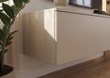 Wohnwand Clay in Grau Lehm und Evoke Eiche Schrankwand h�ngend mit LED 220 cm, Push-to-Open