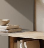 TV-Lowboard Set Sense in Eiche mit Lehm-Grau 180 cm, inkl. Wandpaneel und Regal