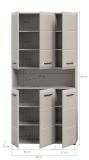 Badezimmer Hochschrank Cover in Kaschmir / Sand, 6-t�riger Mehrzweckschrank 90 x 185 cm
