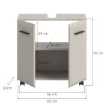 Waschbeckenunterschrank Cover in Kaschmir / Sand Badschrank auf Rollen 60 cm