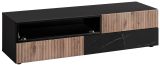 TV-Lowboard Set Starlet in Eiche und Marmor schwarz 160 cm, Set inkl. Wandpaneel, Push-To-Open