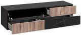 TV-Lowboard Set Starlet in Eiche und Marmor schwarz 160 cm, Set inkl. Wandpaneel, Push-To-Open