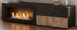 TV-Lowboard Set Starlet in schwarz, Vicking Eiche und Marmor schwarz 160 cm, Flat-TV Unterschrank mit Ethanol Kamin