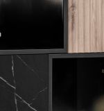 Vitrine Starlet in schwarz, Vicking Eiche und Marmor schwarz Vitrinenschrank inkl. LED 60 x 122 cm, Push-To-Open