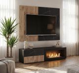 Wandpaneel Starlet in Vicking Eiche und Marmor schwarz TV R�ckwandverkleidung 160 x 118 cm