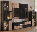 Wandpaneel Starlet in Vicking Eiche und Marmor schwarz TV R�ckwandverkleidung 160 x 118 cm