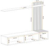 Wohnwand Madina mattes Gr�n und Eiche Leistenoptik, Schrankwand h�ngend 180 cm mit Push-to-Open