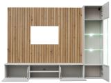 Wohnwand iLike in Lehm-Grau und Artisan Eiche 200 cm, inklusive LED Beleuchtung und Push-to-Open