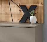 TV-Lowboard Set iLike in Lehm-Grau und Artisan Eiche, Flat-TV Unterschrank mit Wandpaneel 160 cm