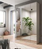 Garderobenschrank mit Spiegel Line-Up in Kaschmir, Schuhschrank 122 x 193 cm